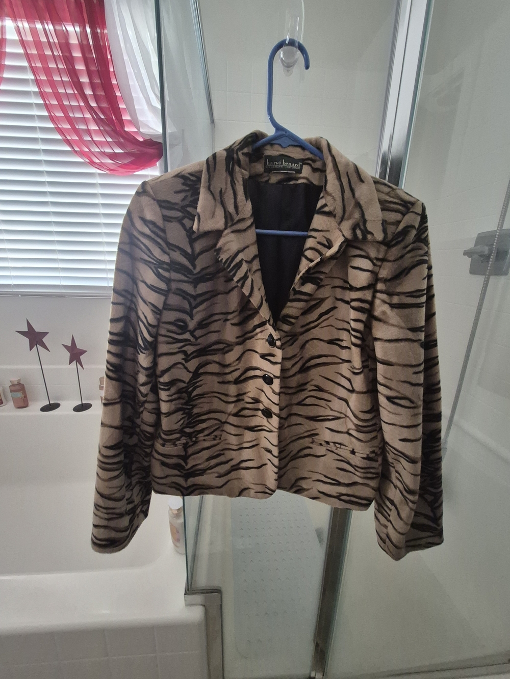 Harve Benard Beige and Black Tiger-Print Blazer